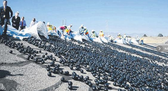 洛杉矶推抗旱节水在水库投放9600万遮阳球（图）