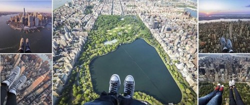 空中自拍：双脚悬空“踩”美景漂浮感十足（图）