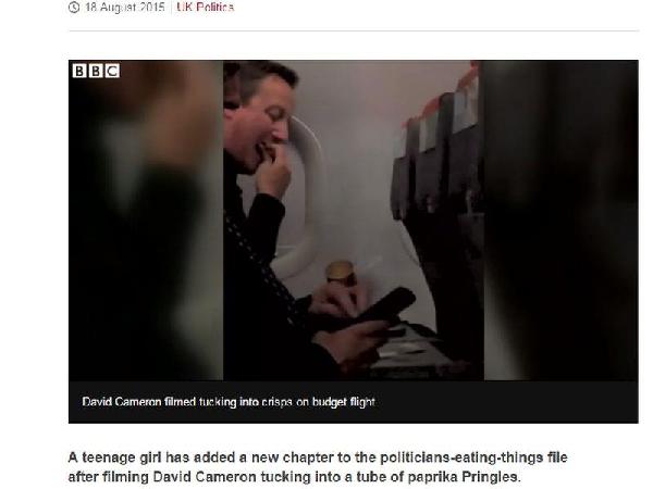 英国首相吃薯片搭廉航 网友赞好样的