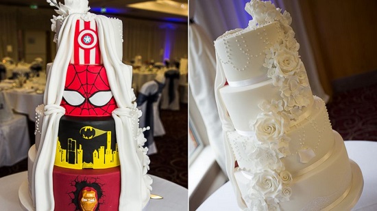 创意双面婚礼蛋糕:一面高大上一面漫画迷(图)
