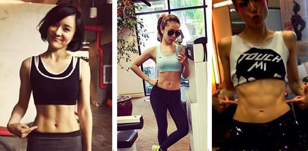 众女星秀马甲线