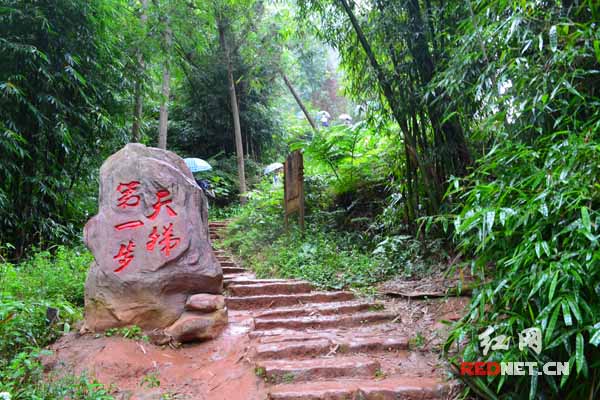 天梯第一步，图上的阶梯即通上山顶的“爱情天梯”。