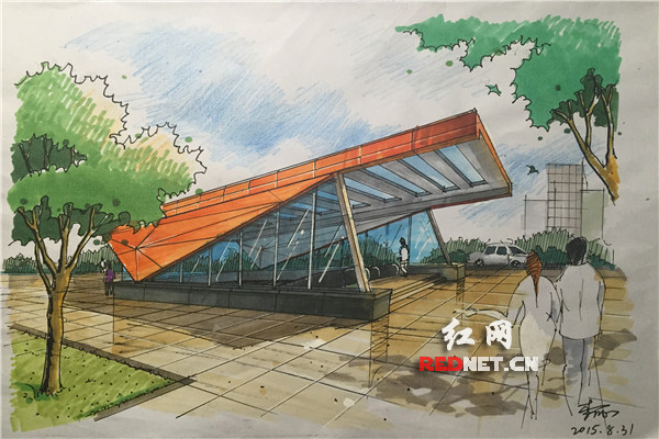 湖南师大学生自发手绘学校地铁出入口设计图