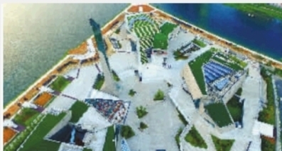 长沙市开福区北辰三角洲的“三馆一厅”俯瞰图。记者 郭立亮 摄