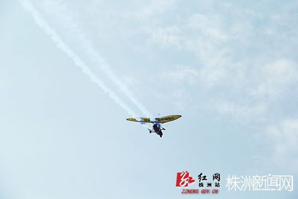 图4：拉着彩烟的三角翼飞机