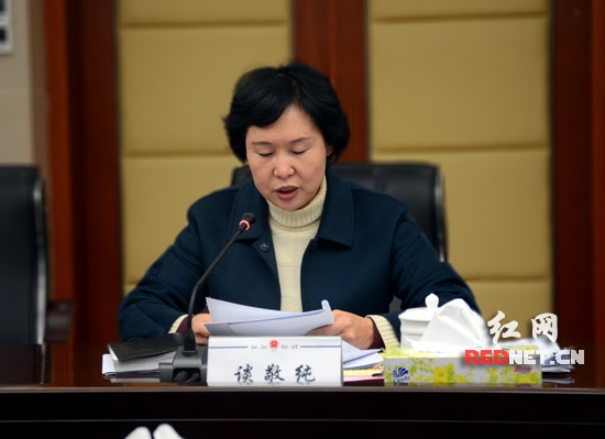 湖南省司法厅党组书记、厅长谈敬纯就今年以来司法行政系统改革发展的情况进行汇报。