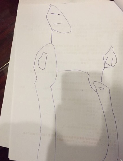 小核桃画的爸爸黄觉与自己