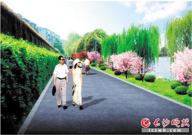 加宽添景后的年嘉湖道路效果图。资料图片 改造内容 对环湖的部分道路加宽一到两米,并全部进行沥青化处理 对环湖道路两厢的绿化景观进行美化提质,增添植被品种及配套设施 长沙晚报讯(记者 周柏平)记者昨日从烈士公园管理处了解到,烈士公园将于2015年12月10日开始对年嘉湖环湖道路及周边绿化景观进行提质改造,为了保证市民、游客入园的安全,公园在施工期间不得不对年嘉湖沿线道路进行全封闭围挡。