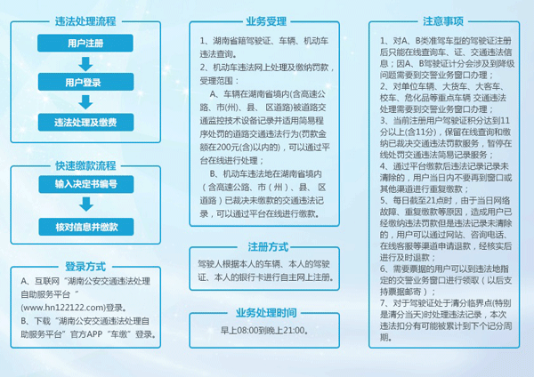 湖南公安交通违法处理自助服务平台——宣传册内页