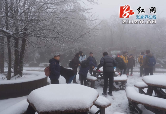 张家界天门山索道今日恢复运行 2016天门首场雪约起