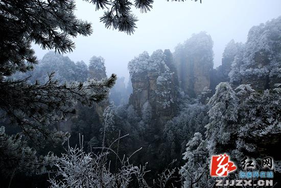 张家界核心景区武陵源迎来新一轮降雪（组图）
