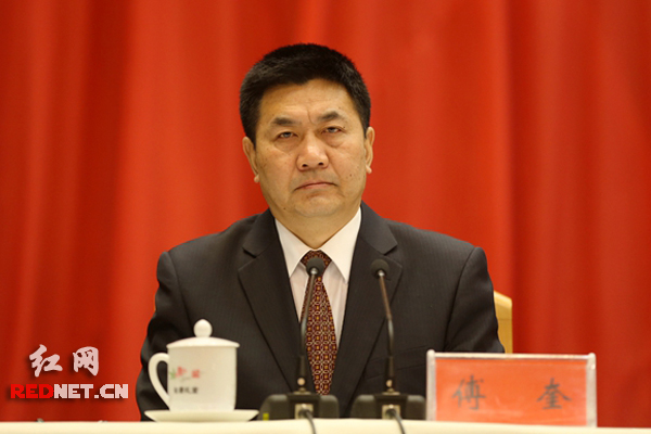 湖南省委常委、省纪委书记傅奎作工作报告。