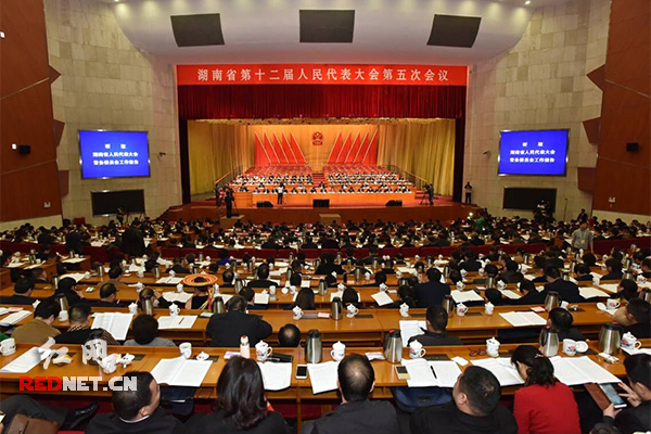 湖南十二届人大五次会议举行第二次全体会议 