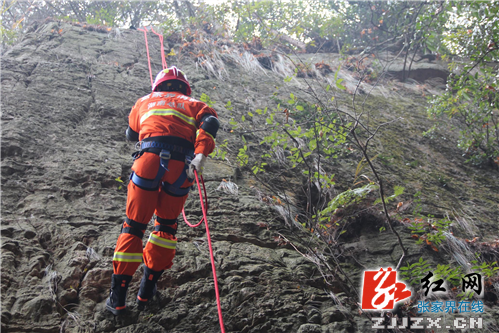 武陵源消防官兵开展悬崖救援实战演练
