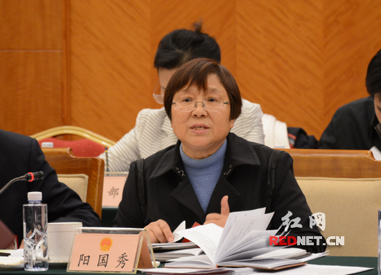 全国人大代表、湖南熙可食品有限公司董事长阳国秀。
