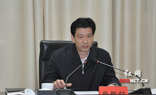 湖南省副省长、省减灾委主任蔡振红出席会议并讲话。