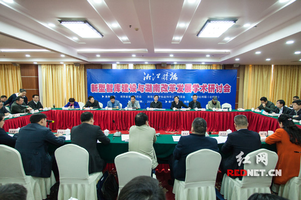 新型智库建设与湖南改革发展学术研讨会现场。