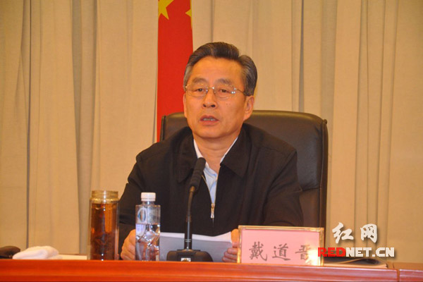 湖南省副省长戴道晋讲话。