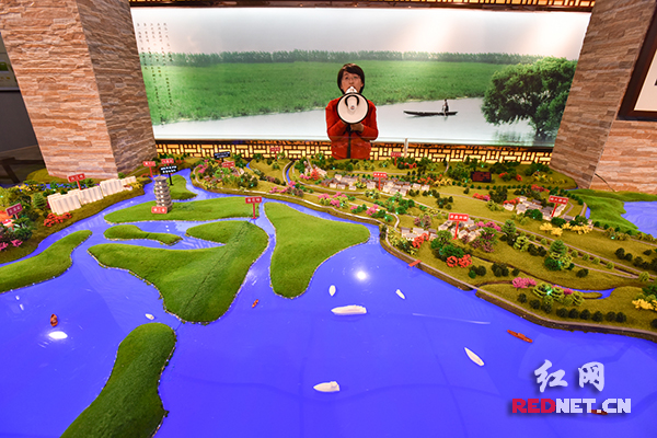 湖南沅江市的芦笋产品展厅，可以一览南洞庭上沅江的芦苇分布全景。