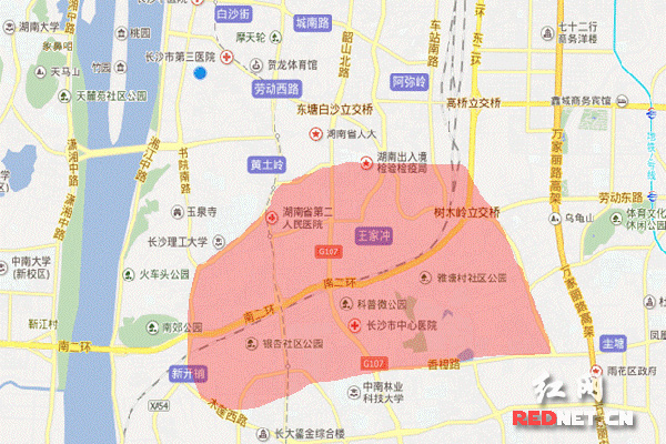 110千伏雨花亭变供电区具体影响范围示意图