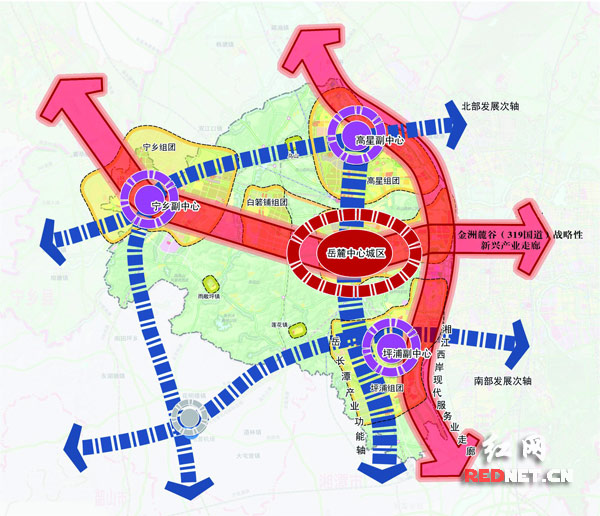 湖南湘江新区空间结构规划图。