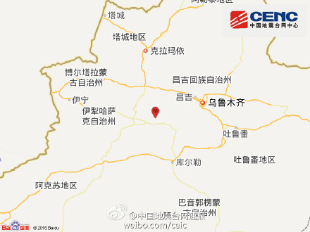 新疆和静县发生3.0级地震震源深度8千米（图）