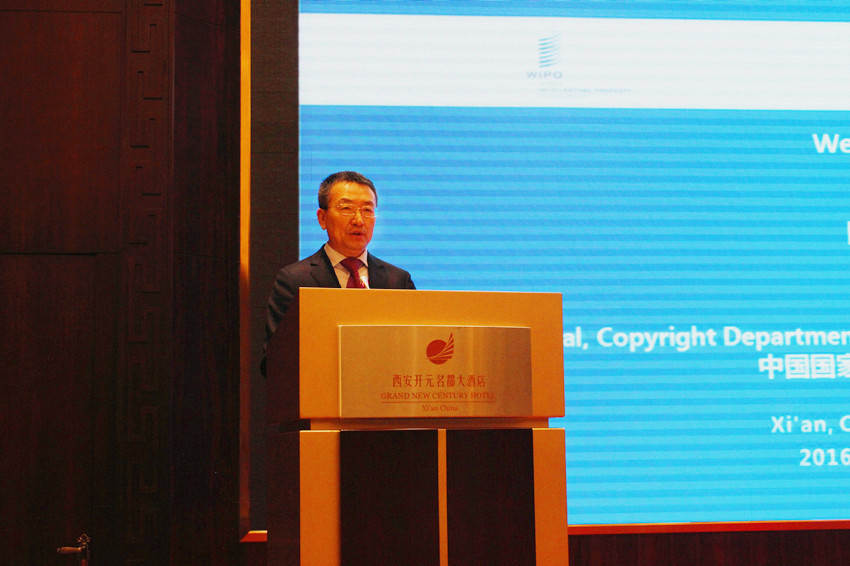中国国家版权局版权管理司司长于慈珂在研讨会上致辞。
