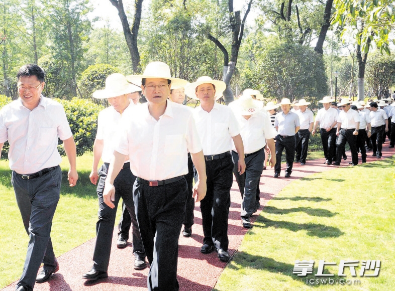 昨日,全市造绿复绿项目现场观摩团来到天心区先锋公园,一同感受这里的绿色带来的清新与惬意。