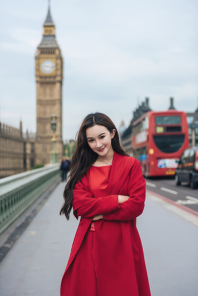 孙心娅伦敦街拍时尚大片 红衣造型美艳惊人