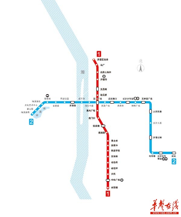 长沙地铁1、2号线示意图。制图/陈阳