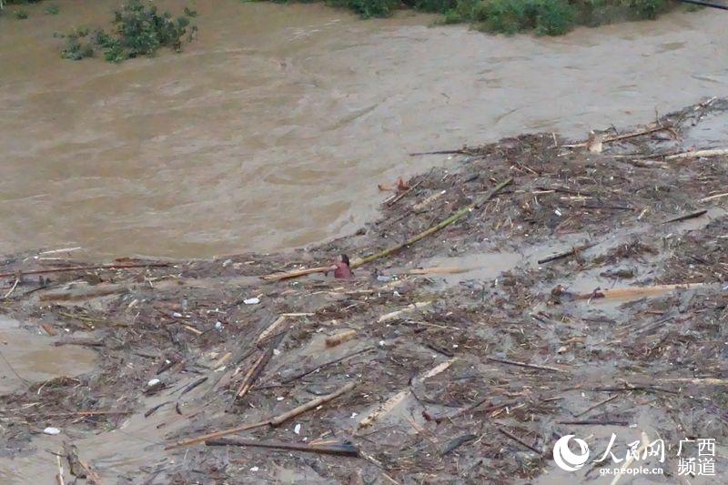 梁艳佳在洪水中