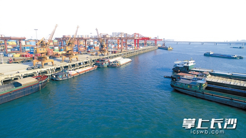 长沙新港是全国内河主枢纽港口之一， 在“一带一路”和长江经济带的战略背景下,长沙新港发展迅猛。长沙晚报记者 李锋 摄