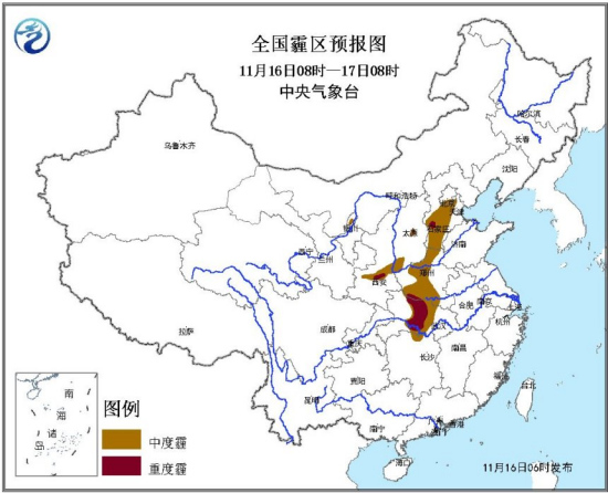 中央气象台发霾黄色预警：河北陕西湖北局部有重度霾