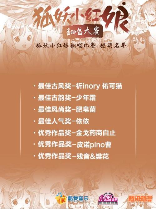 酷我《狐妖小红娘》翻唱比赛落幕 冠军将出定制单曲