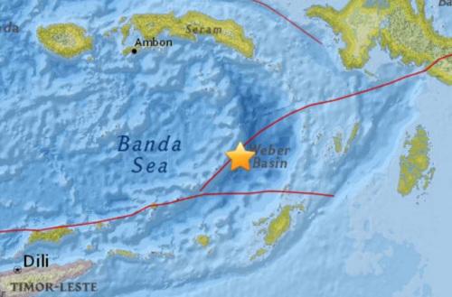 印尼南部海域发生5.0级地震震源深度143公里