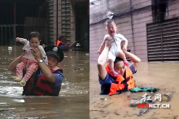 洪水中的“黄金搭档” 娄底两警察诠释使命职责