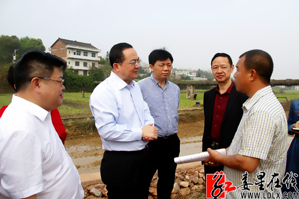 娄底市委副书记,市长杨懿文(右四)到娄星区开展"三进"春天行动.
