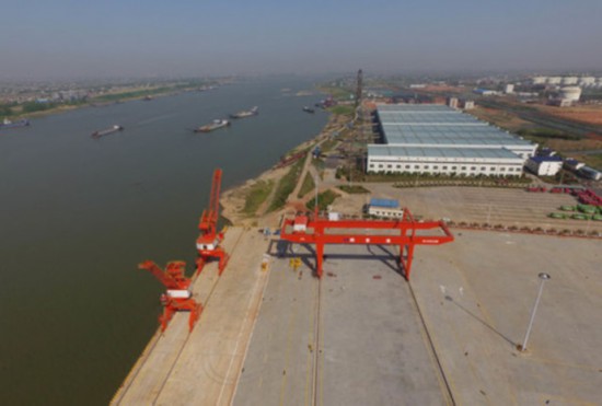 一期工程基本建成的长沙铜官港（4月9日无人机航拍）。