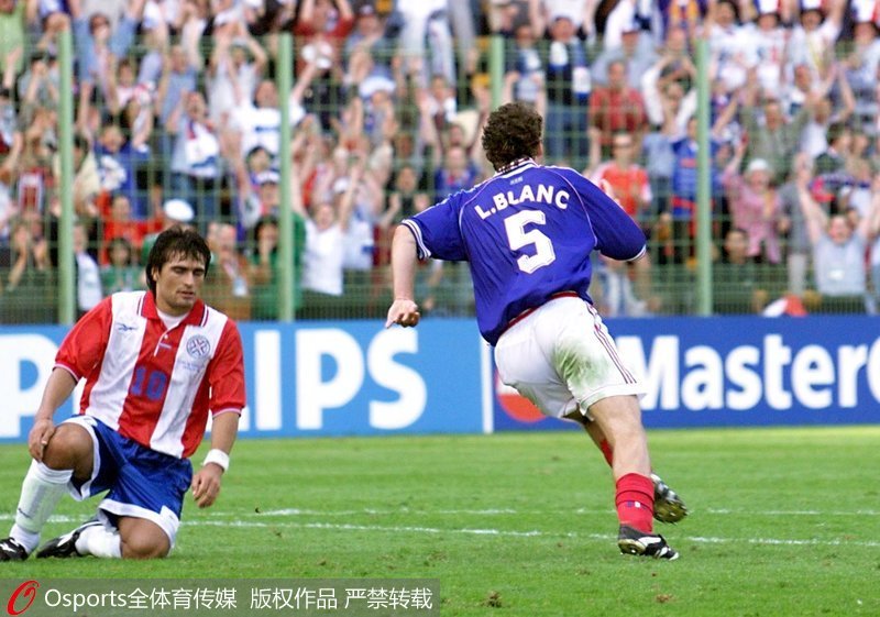 1998年世界杯八分之一决赛，布兰克114分钟金球绝杀。