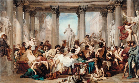 托马斯·库退尔 颓废的罗马人 472×772cm 1847年 法国奥赛美术馆