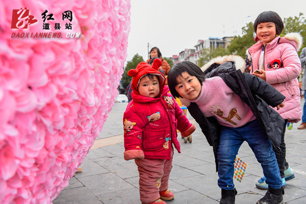 道县：立体花雕景观洋溢浓浓春节氛围