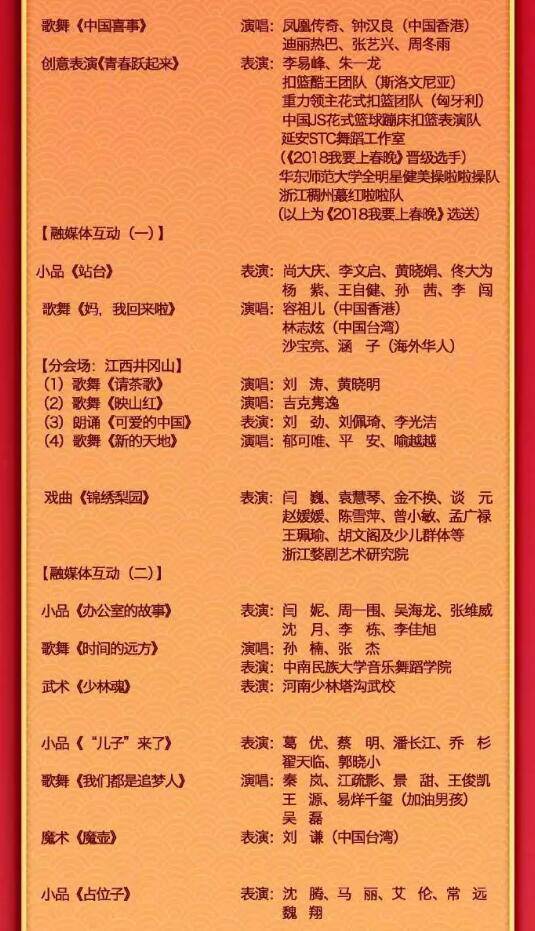 2019春晚节目单 公！布！啦！