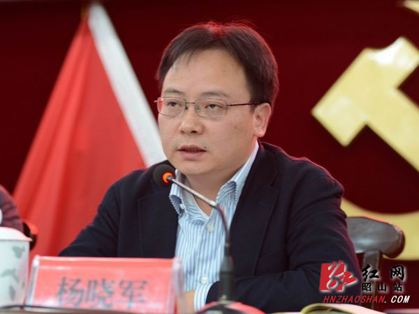 昭山示范区党工委书记杨晓军在会上讲话.