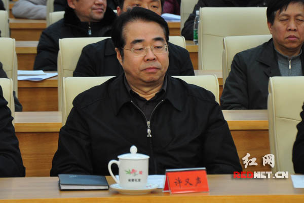 湖南省委常委,宣传部部长许又声在湖南分会场参加会议.