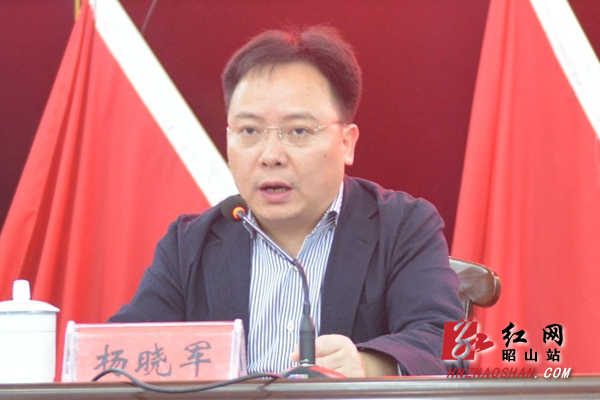 昭山示范区党工委书记杨晓军在大会上做动员报告.