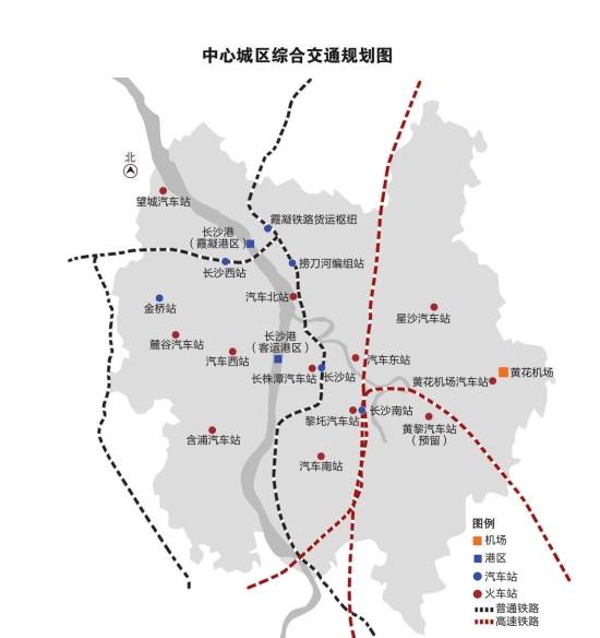 規劃建設霞凝鐵路貨運樞紐,建京廣鐵路貨運外移線,緩解城市交通壓力.