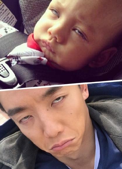 郑恺晒与外国萌娃对比照 二人表情神同步