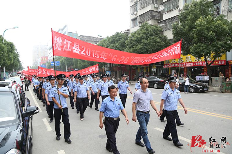 桃江县举行2015年国际禁毒日街队游行活动