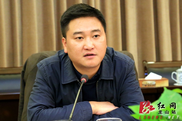 龙山县委副书记陈忠耀主持会议龙山县委副书记,县长梁君讲话
